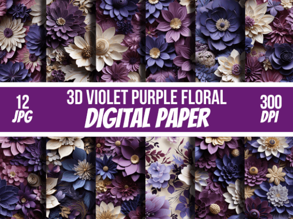 3D Violet Floral Patterns Digital Papers: A New Era of Creative Expression