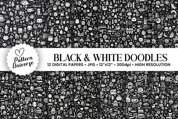 Abstract Black White Doodle Patterns: A Creative Resource for Designers and Crafters