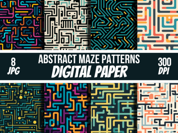 Abstract Maze Patterns Digital Papers
