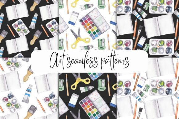 Art Seamless Patterns Watercolor School
