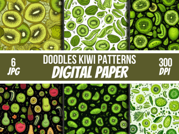 Boost Your Creativity with Doodles Kiwi Digital Papers Patterns JPG