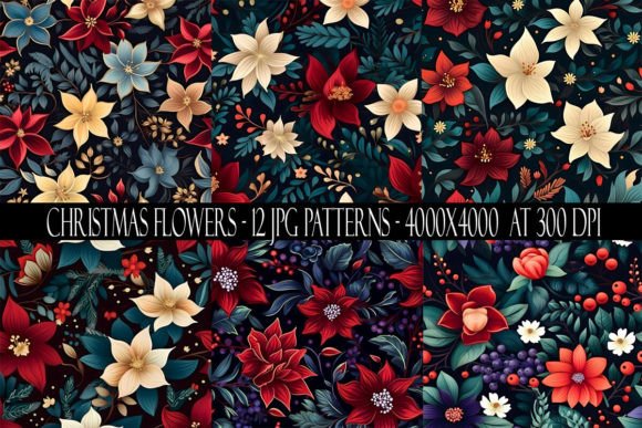 Christmas Flower Seamless Patterns for Creative Professionals