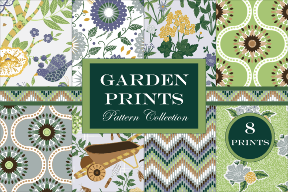 Cute Garden Patterns Green and Blue
