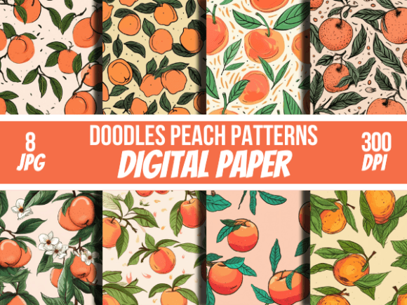 Doodles Peach Digital Papers Patterns: A Creative Resource for Design Enthusiasts