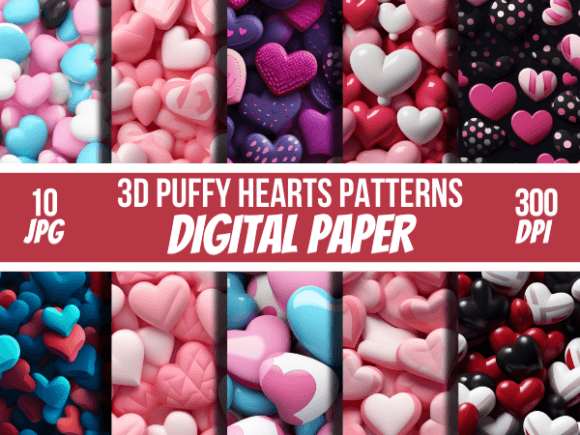 Exploring the Versatility of 3D Puffy Hearts Patterns Digital Papers