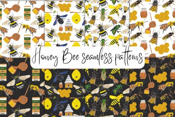 Honey Bee Seamless Patterns Nature Jpg