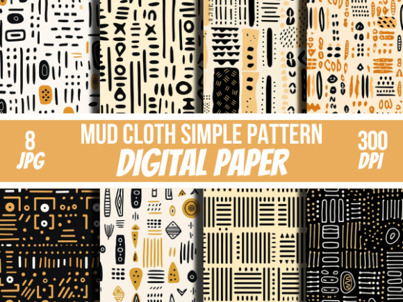 Mud Cloth Simple Patterns Digital Papers