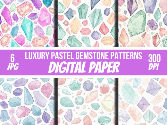 Pastel Gemstone Digital Papers Patterns: A Versatile Resource for Creative Professionals