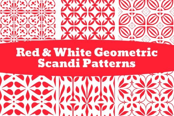 Red and White Scandi Geometric Patterns