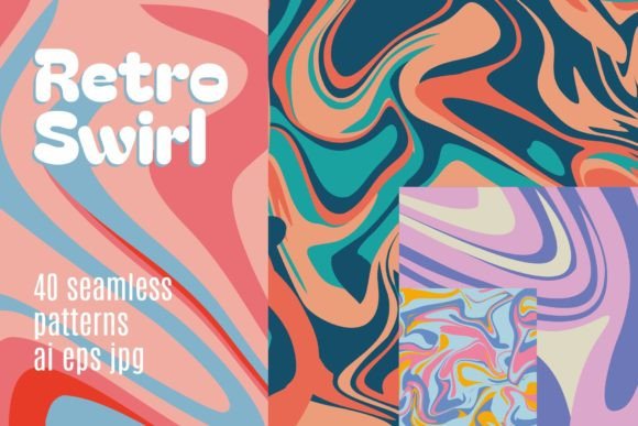 Retro Swirl Seamless Patterns
