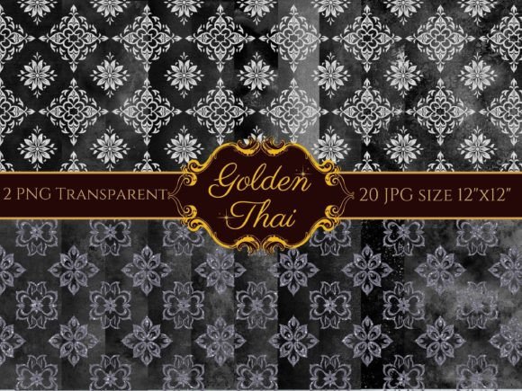 Silver Glitter Thai Patterns Background