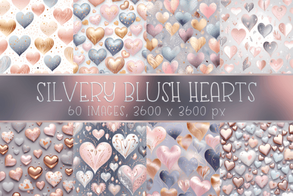 Silvery and Blush Pink Heart Patterns