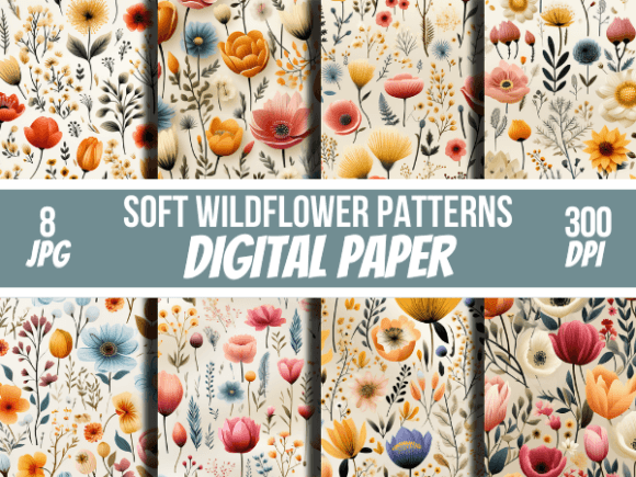 Soft Wildflower Patterns Digital Papers