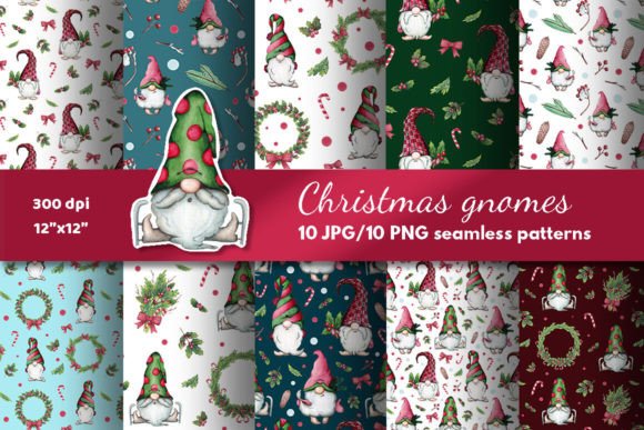 Watercolor Patterns Christmas Gnomes: A Creative Resource for Designers and Artists
